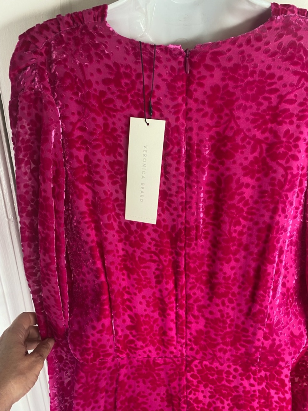 Veronica Beard NWT Ruthie Magenta  Velvet Long-Sleeve  Gown - Picture 9 of 12